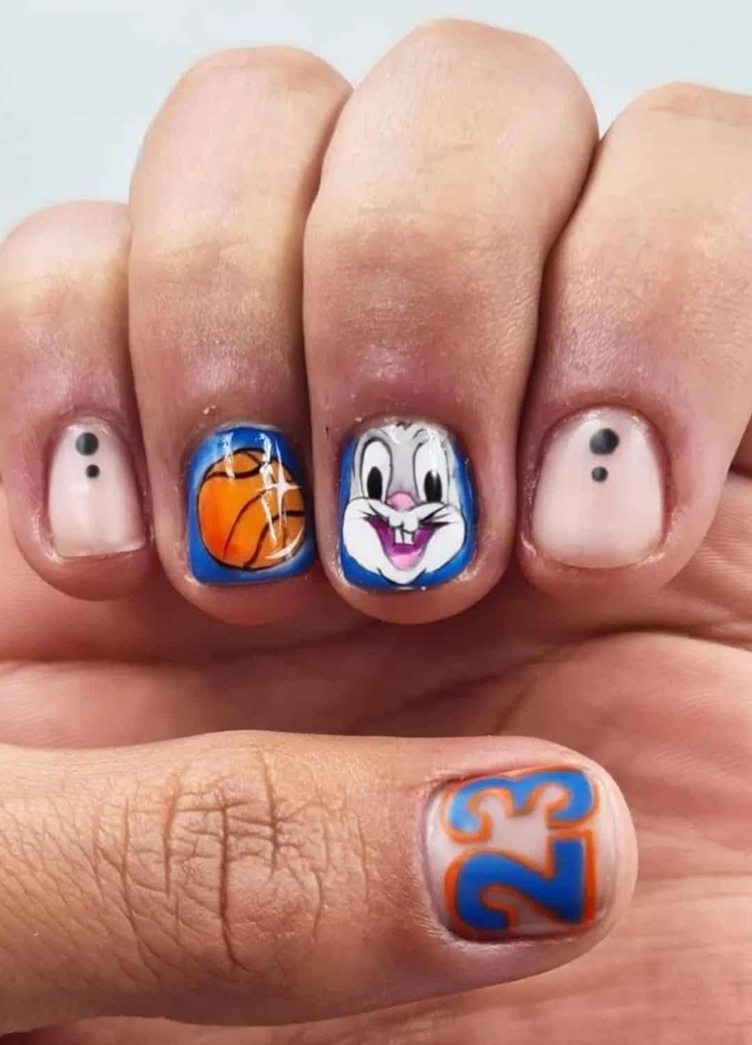 Basketball Space Jam Men's Nail Design