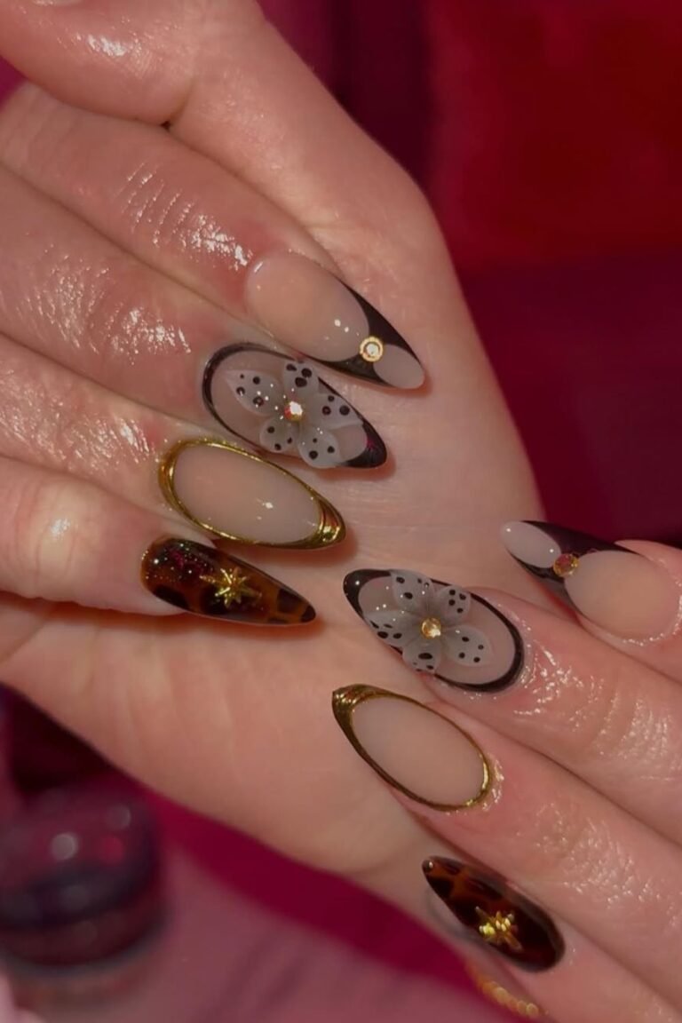 Leopard print, but make it chic-  prom nail designs