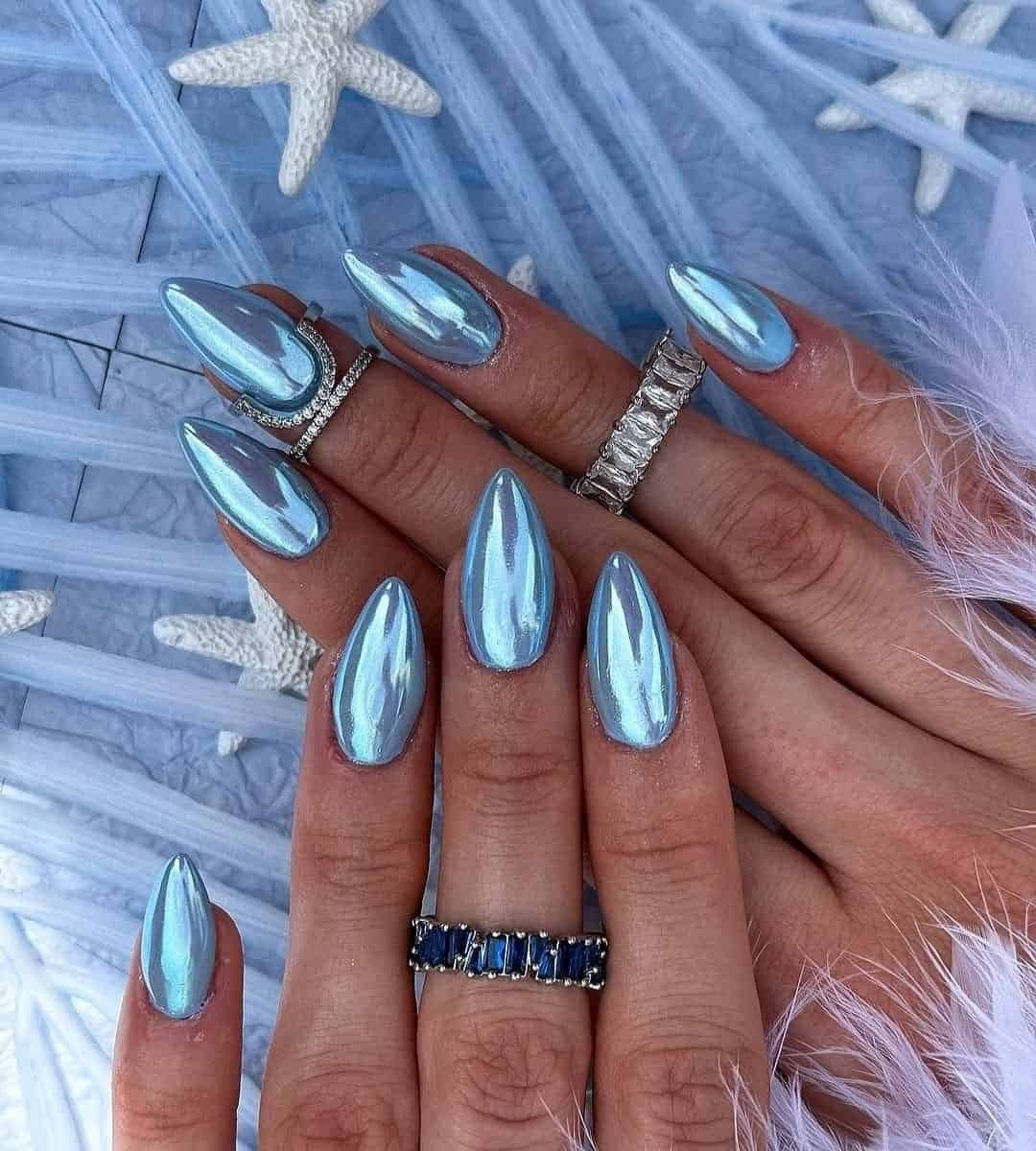  Blue Seas Metallic Chrome Nails