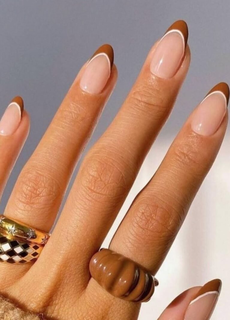 Fall Nails with Brown French Tip