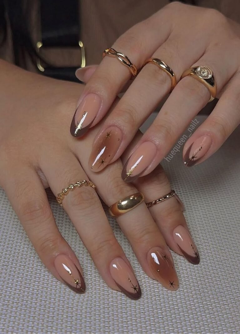 Image of Brown Ombre and Frenchies with Stars