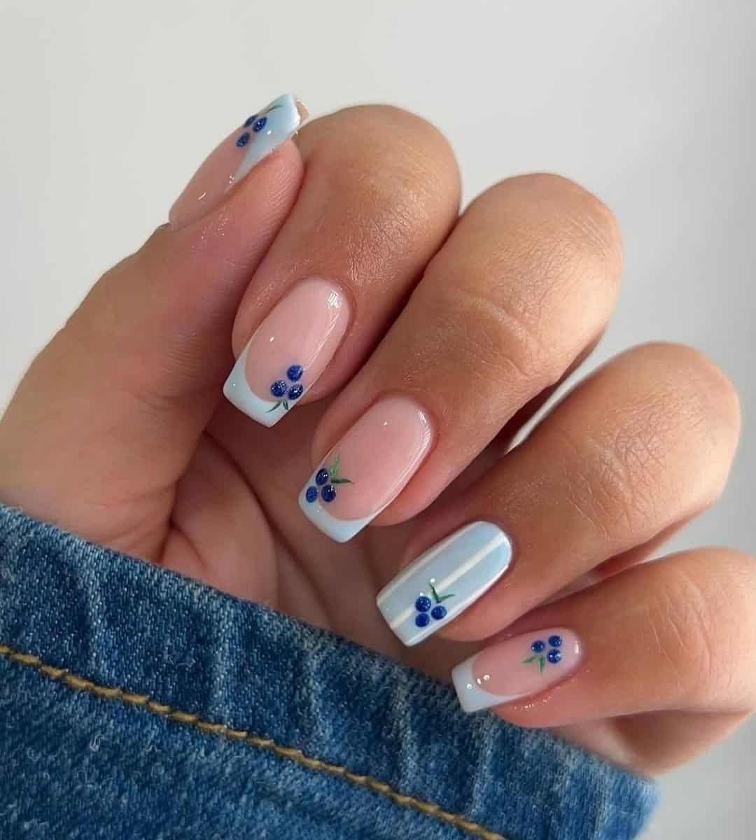 Cyan Blue French & little Blueberries