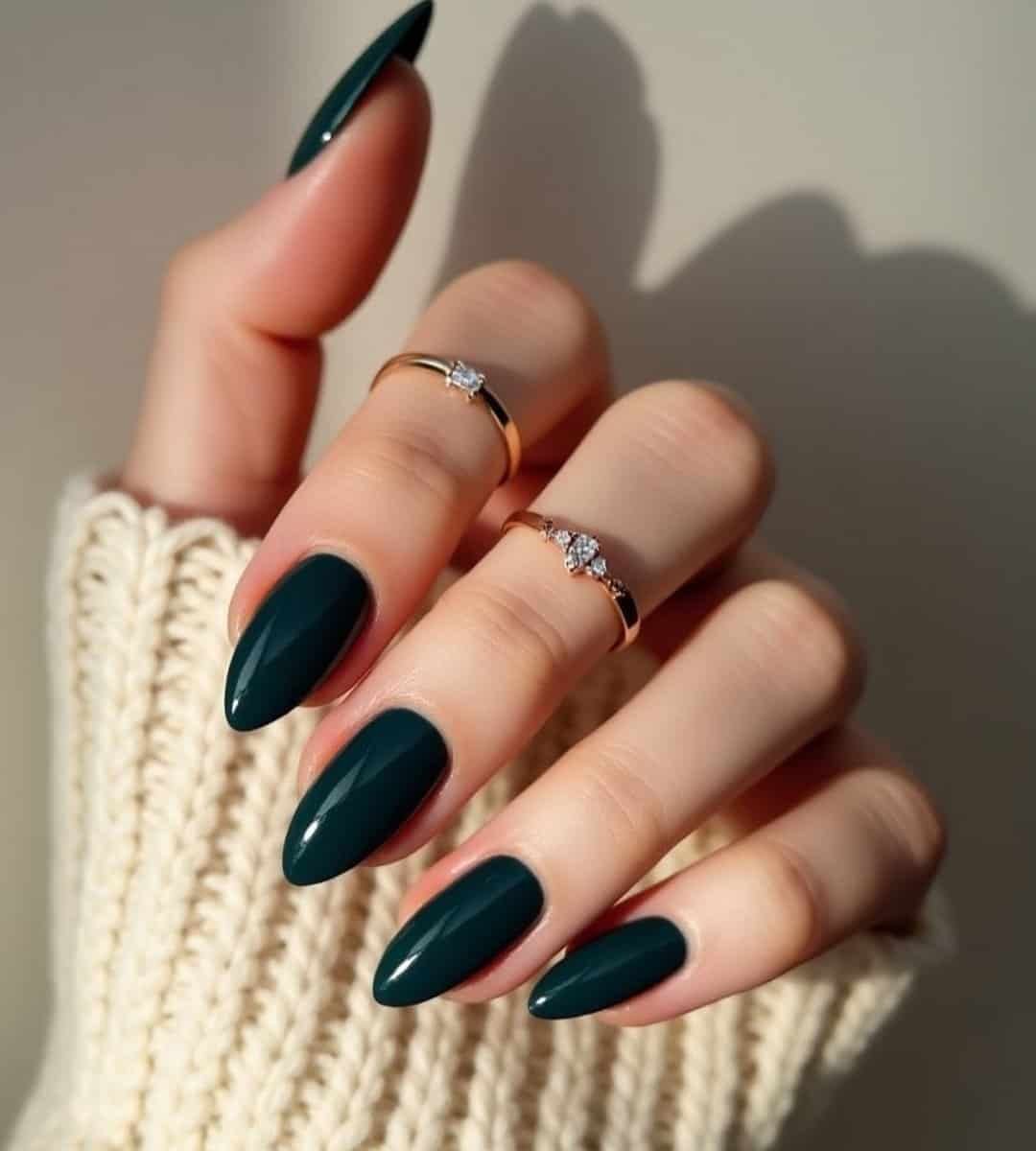 Elegant Green Almond Nails