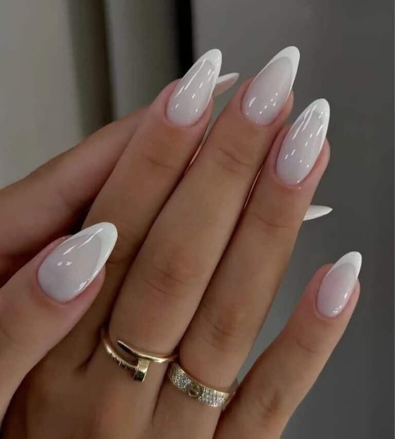 Milky White French Nails