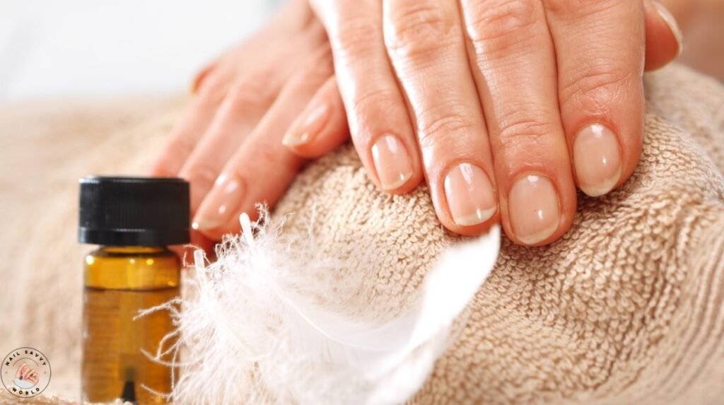 Natural healthy nails with a glossy finish showing strong, smooth, and well-nourished tips.