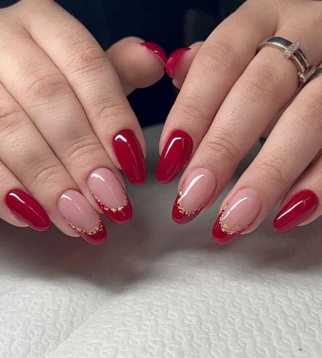 Image of Red & Glitter French Nails