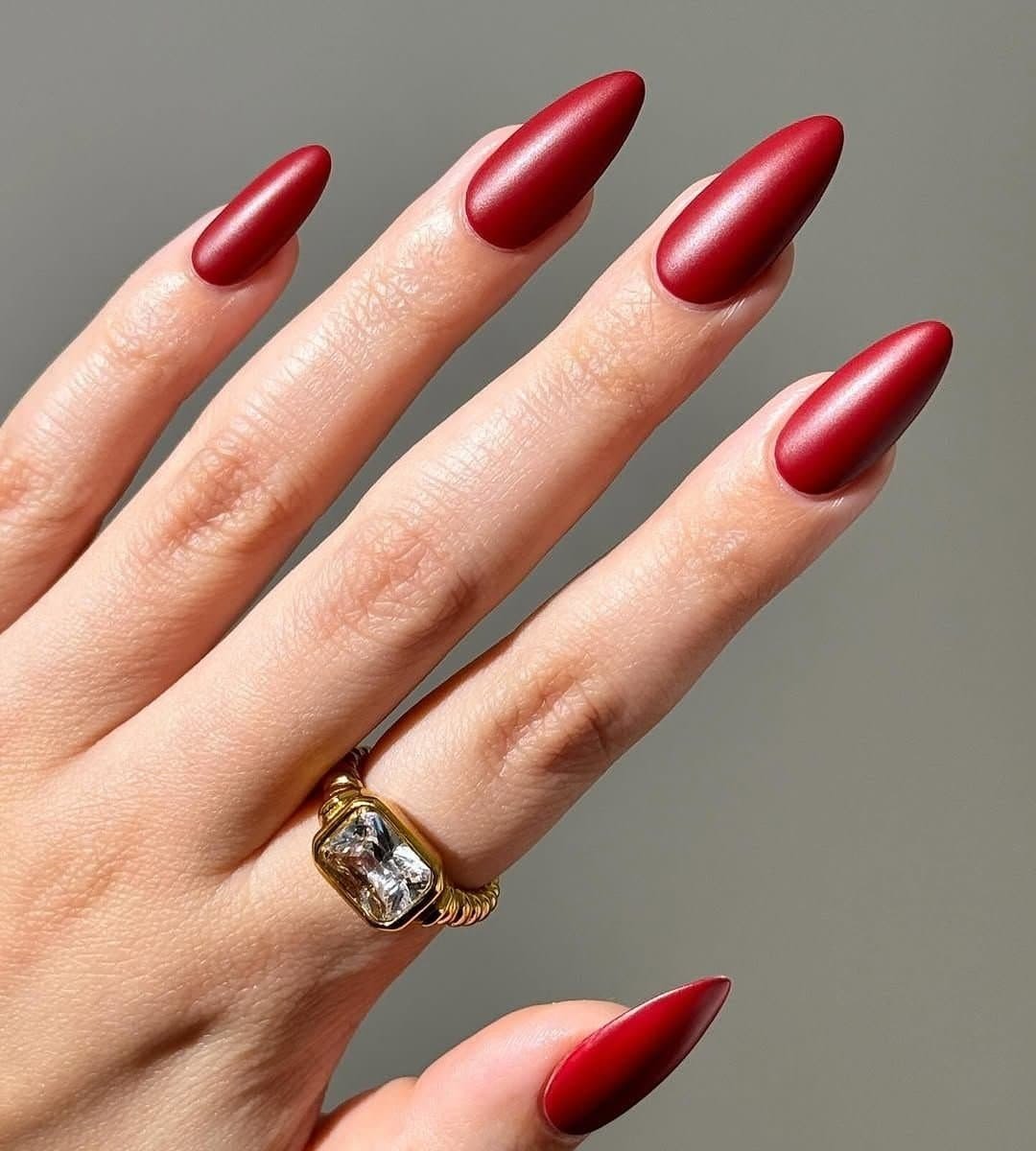 Display of Red Ribbons Matte Nails
