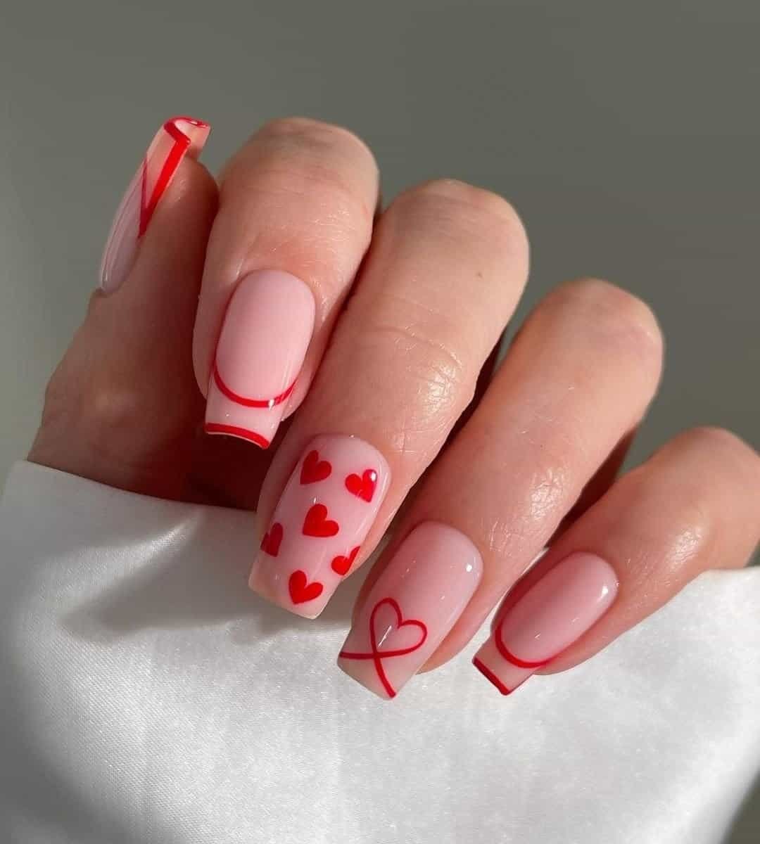 Image of Red Valentine Nails & Hearts