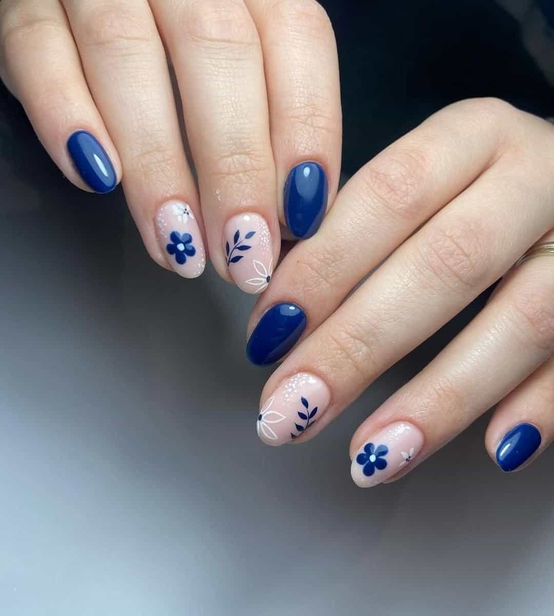 Royal Navy Blue & Winter Floral