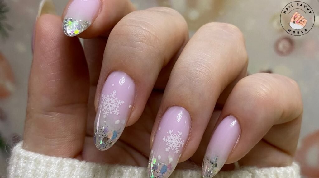 Seasonal nail care for winter with cuticle oil, hand cream, and nail strengthener to protect and strengthen nails in cold weather.