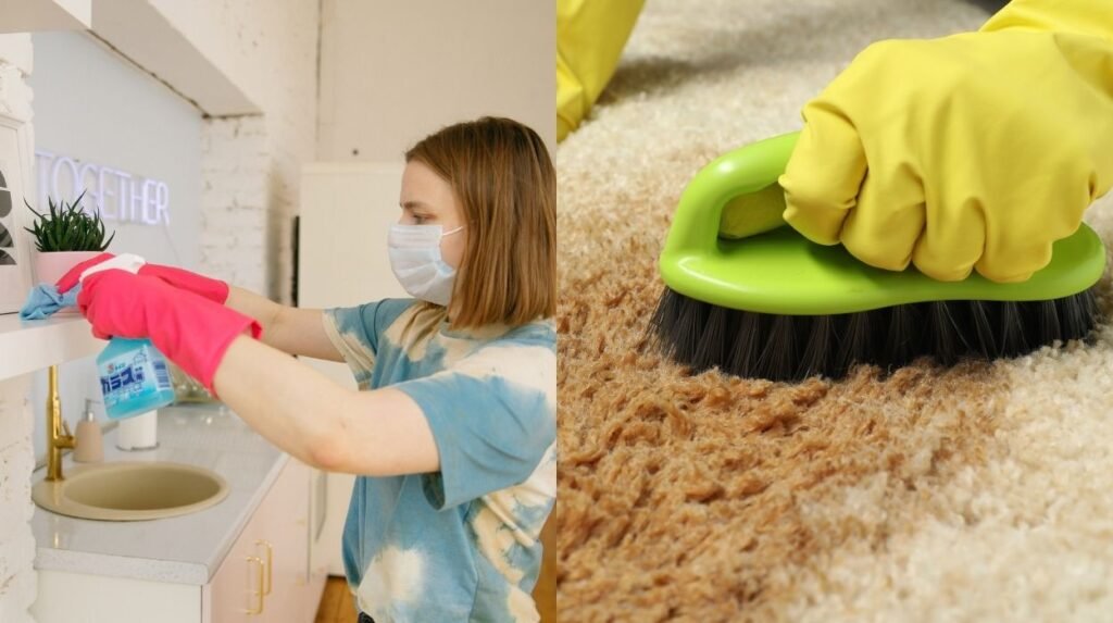 "Protecting natural nails during household chores by wearing gloves and moisturizing hands"