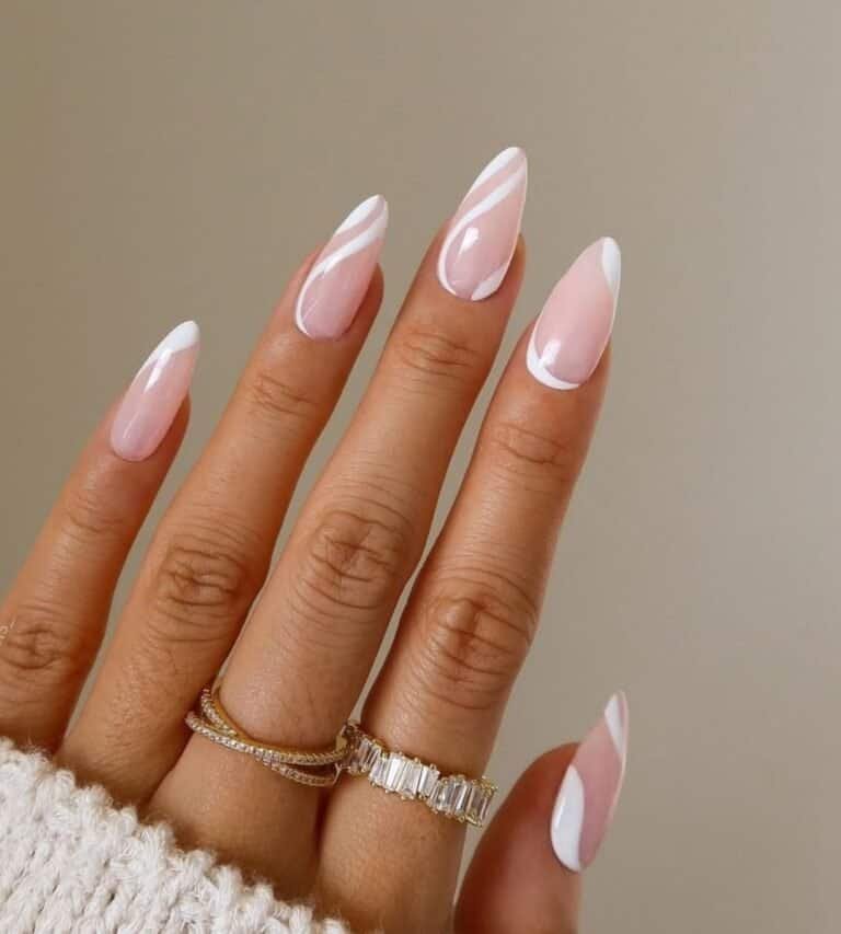 Sweet White Swirls Nails
