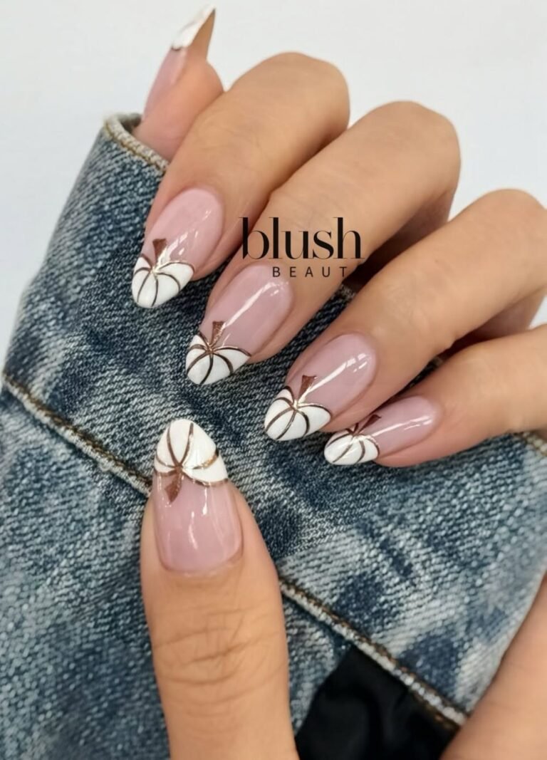 white chrome pumpkin tips that shine under autumn sunlight. 