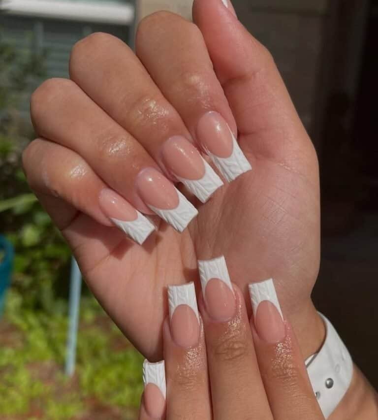 White Sweater French Nails