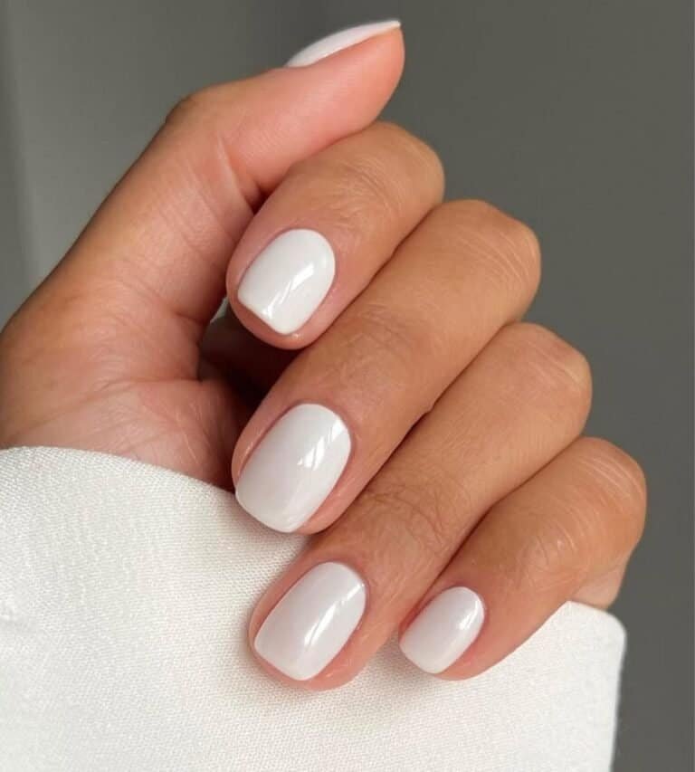Winter White Glossy Nails