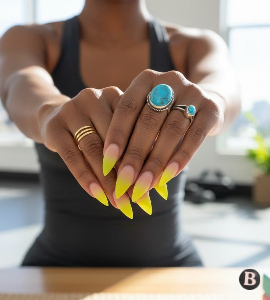 Image of Matte Neon Yellow Ombre Nails